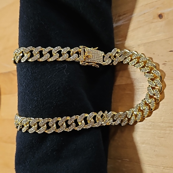 Brand New Golden Bling Bling Cuban Link Decorative Dog Collar - Picture 1 of 9